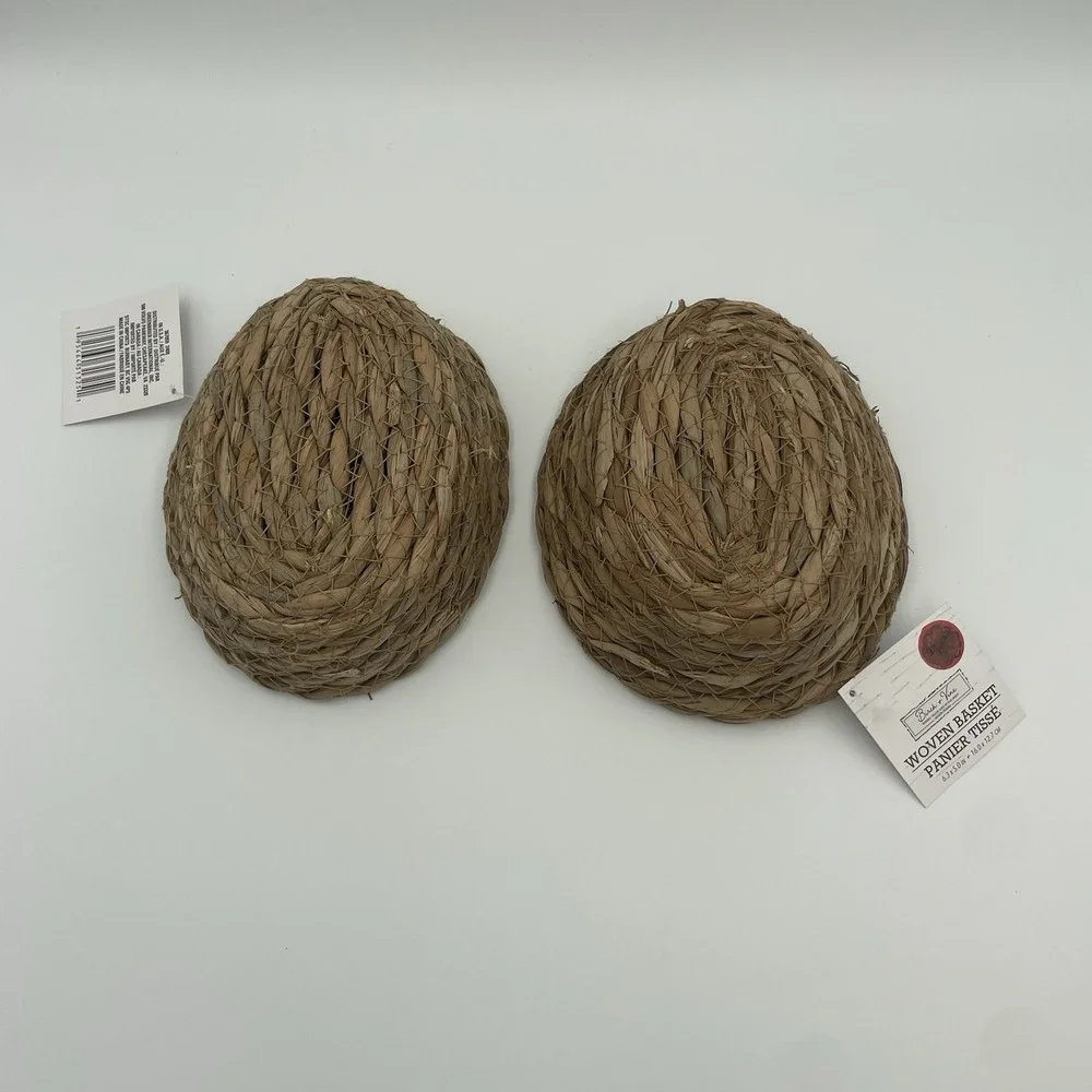 Small Catch All Trinket Baskets -Set Of‎ 2 Brown Woven Baskets- 6